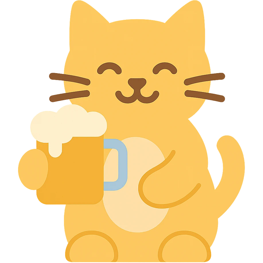 cat holding a beer emoji