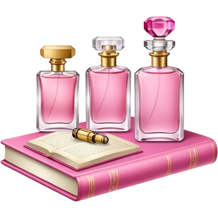 pink bookbook and fragance emoji