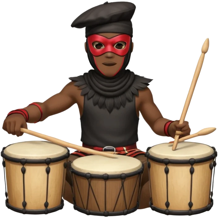 Masked Festival Drummer black man emoji