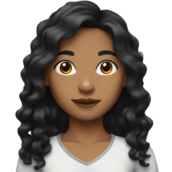 Girl with black wavy hair emoji