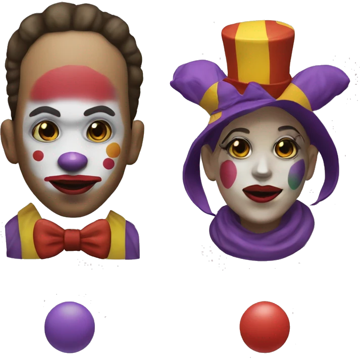 clown face male and female GTA video game style. emoji