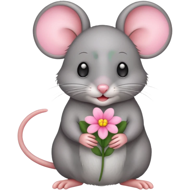 une petite souris avec une fleur emoji