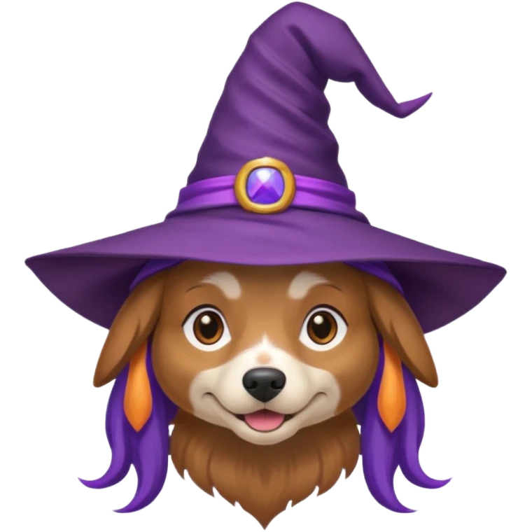dog wear purple wicth hat emoji
