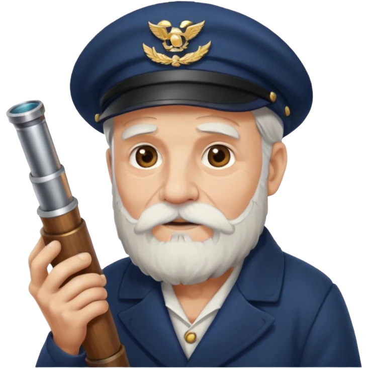 old sailor with a white beard and a telescope emoji