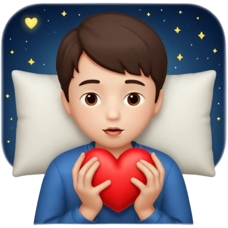 Boy kissing a heart Goodnight  emoji