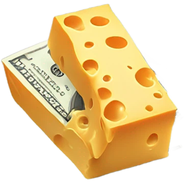 Cheddar cheese with dollar bills flying  emoji