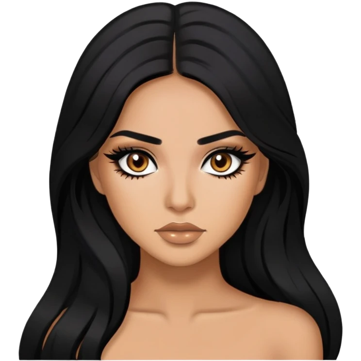 latina, baddie,pretty, brown eyes, makeup, black eyeliner, long hair emoji