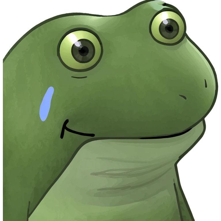 sad crying emoji, green bufo frog meme style, expressive face, single tear emoji