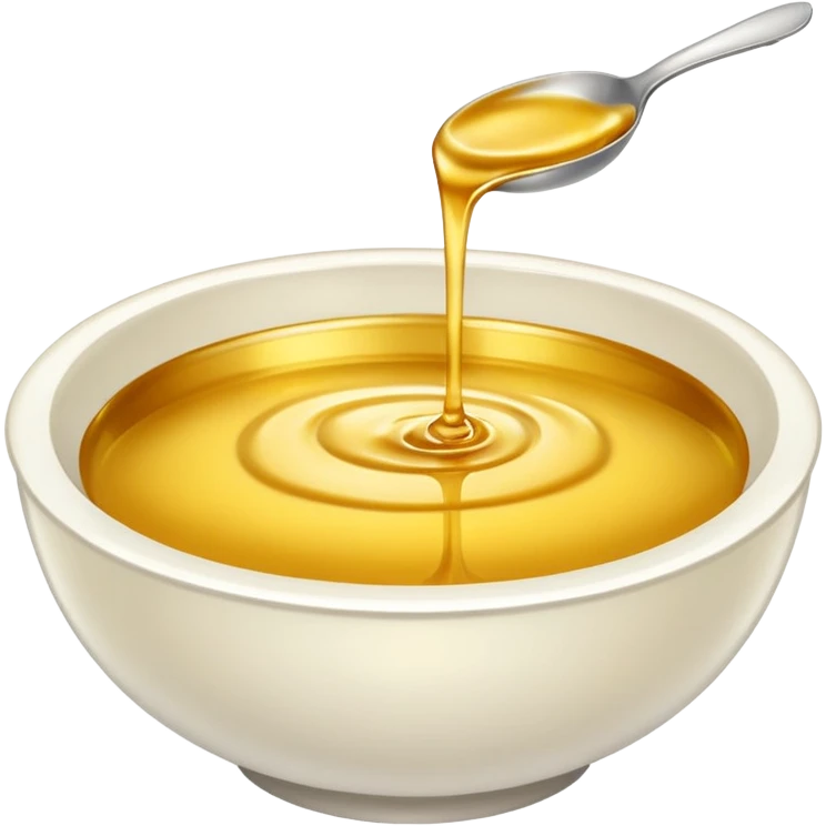 white bowl of gold liquid, vibrant gold color, smooth, no spoon, simple, clear emoji