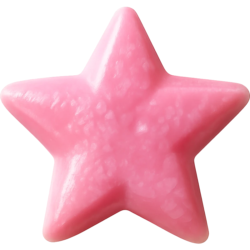 Keep the pink star-shaped candy on a transparent background with no background visible. emoji