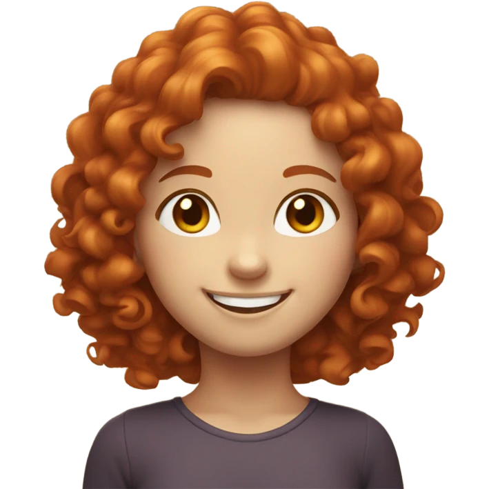 Curly redhead white girl smiling emoji