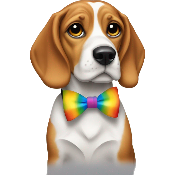 Beagle with rainbow bow tie emoji