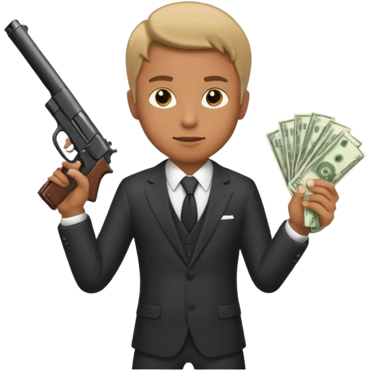 Mafia holding gun and money emoji