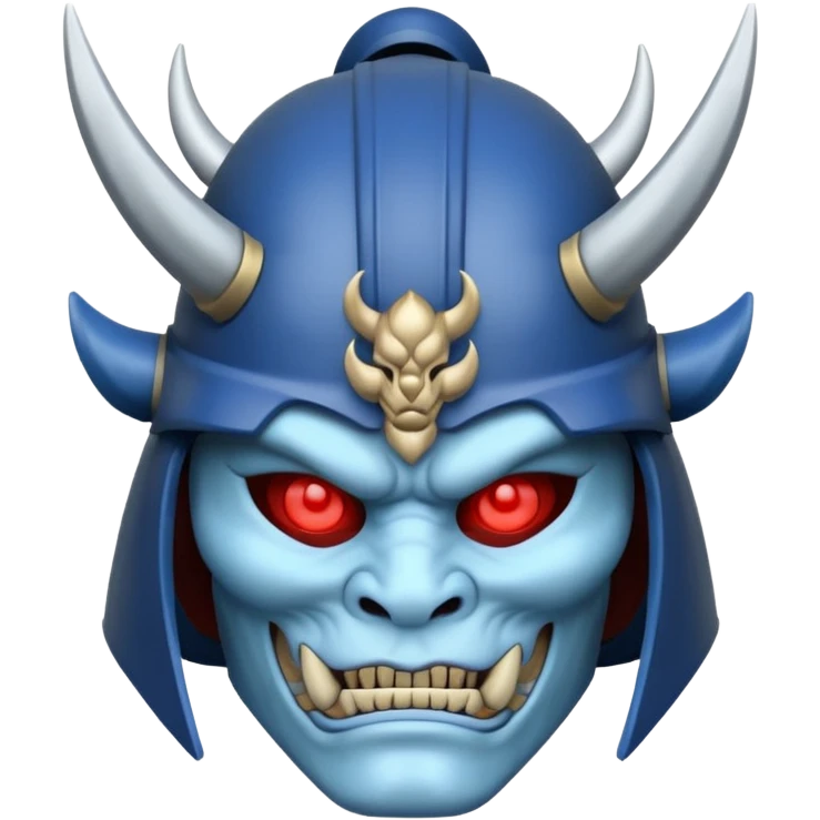 blue oni with samurai helmet face emoji