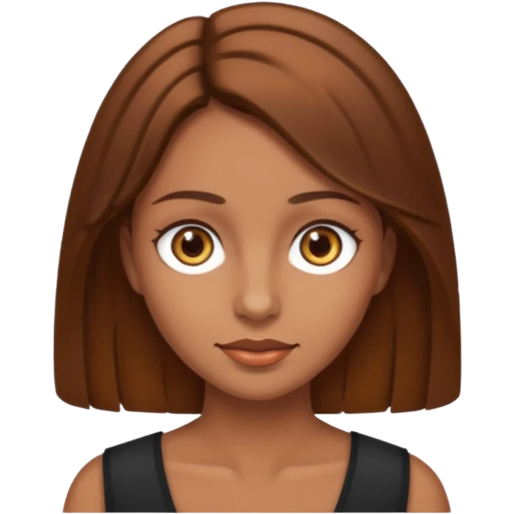 Tan skinned woman with brown hair hazel colored eyes. emoji