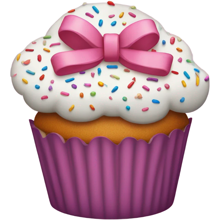 A cupcake bow with sprinkles on top emoji