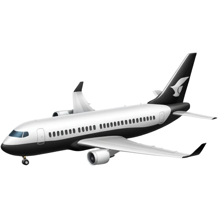 A commercial airplane that is black and white emoji