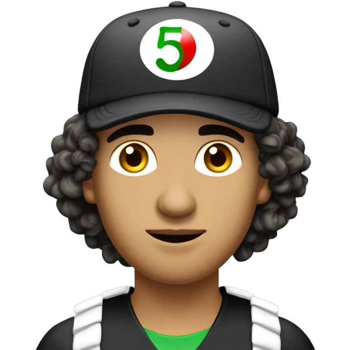 Joueur de billard, maghrébin, 20 ans, cheveux longs frisés, casquette  emoji