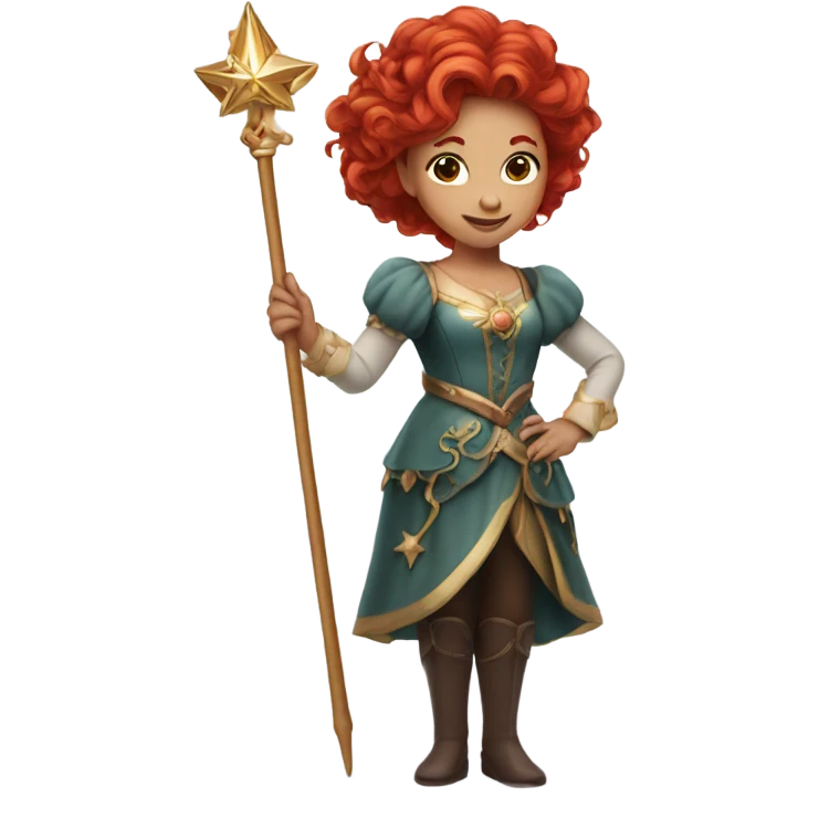 Red haired royal girl with magical wand emoji