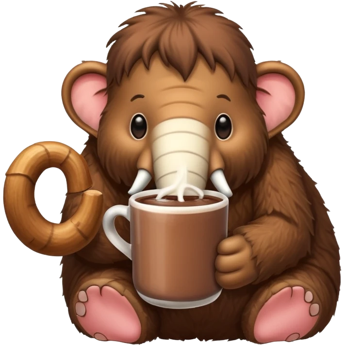 A mammoth who drinks a hot chocolate emoji