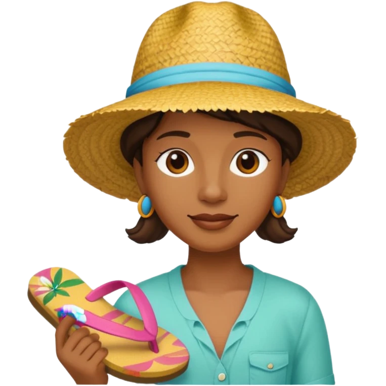 Créole réunionnais chapeau paille tong au pieds  emoji