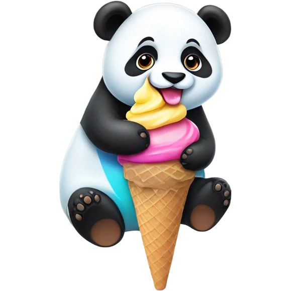 Panda eating ice cream emoji
