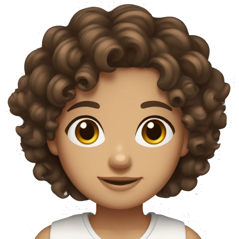 Curly brown hair girl kinda tan skin hazel eyes and shorter dark brown curly hair body medium skin emoji