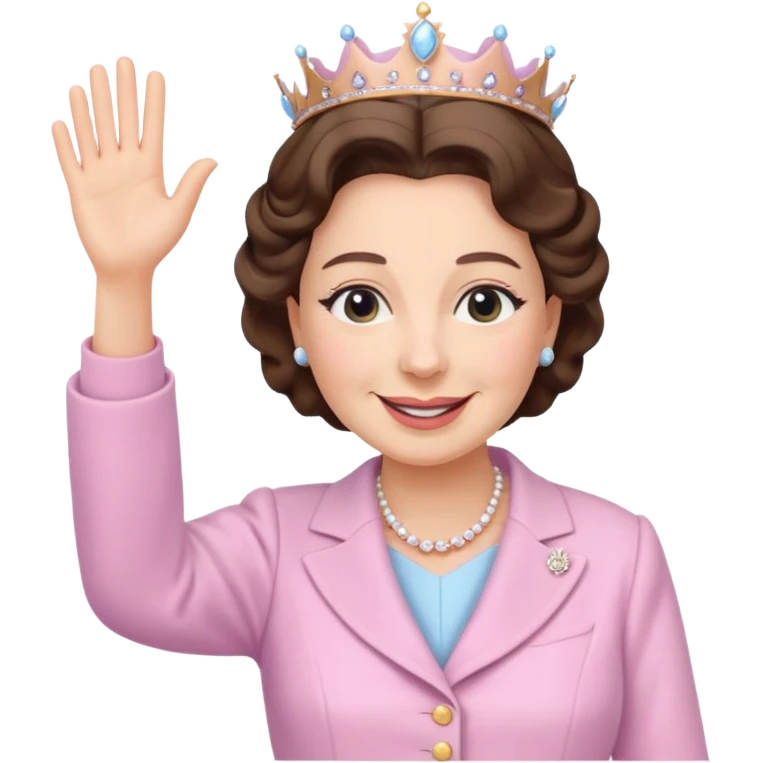 Queen Elizabeth waves in pastel clothes emoji