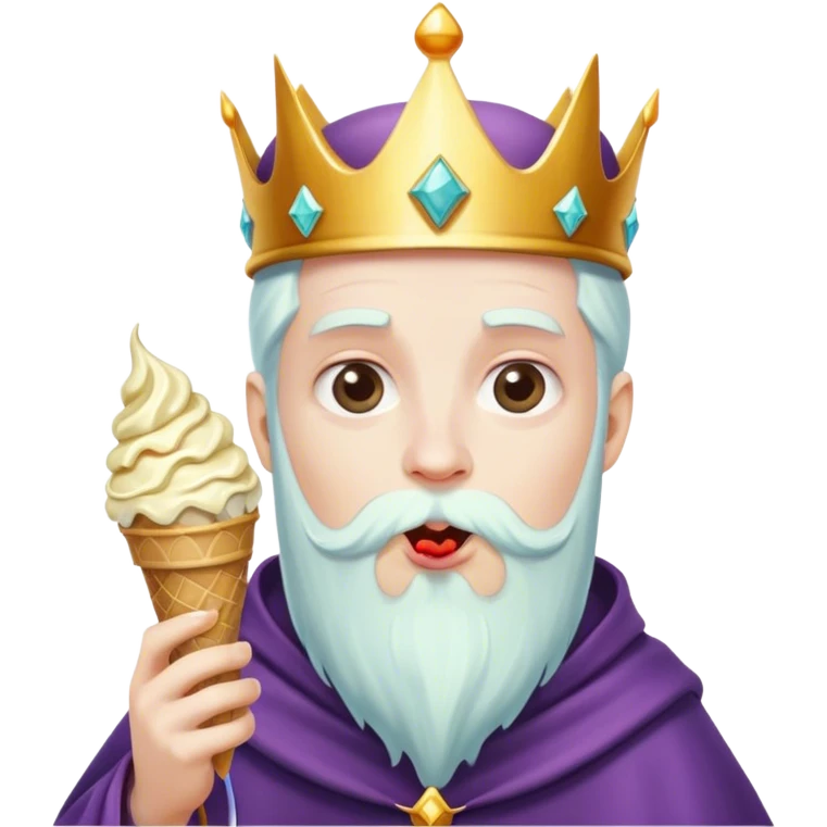 Wizard with crown eating ice cream emoji