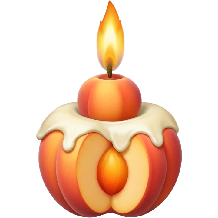 Peach with cream on it and a candle emoji