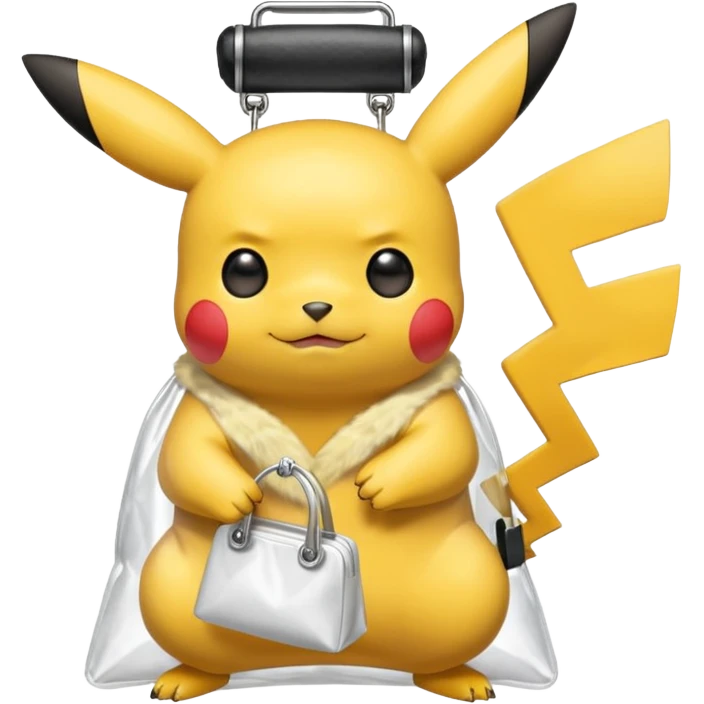 pikachu with transparent bag of white powder emoji