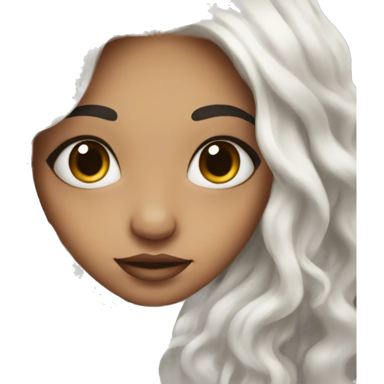 girl with vitiligo and long white hair  emoji