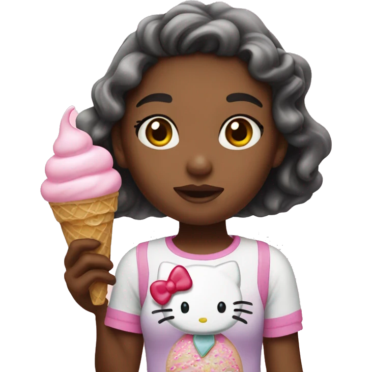 Girl with hello kitty ice cream emoji