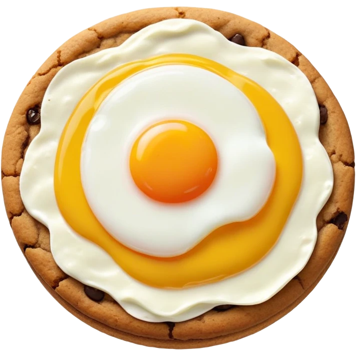 brown plain cookie with sunny side up egg on top emoji