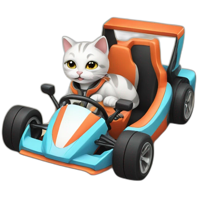 Cat in a karting car emoji