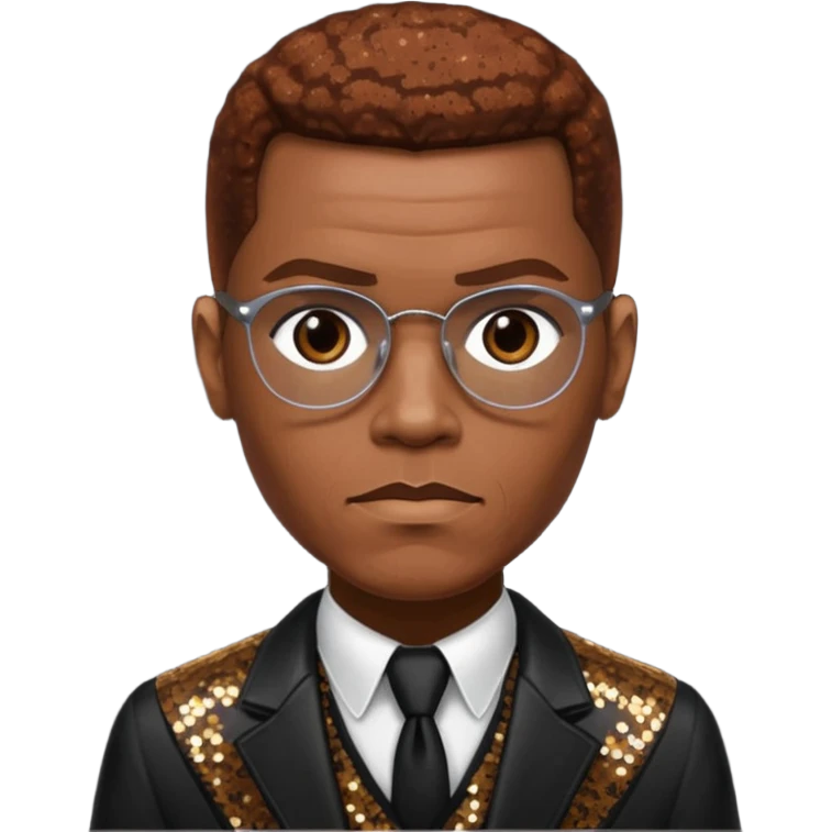 Malcolm X with reddish brown hair, dark brown sequin outfit  emoji
