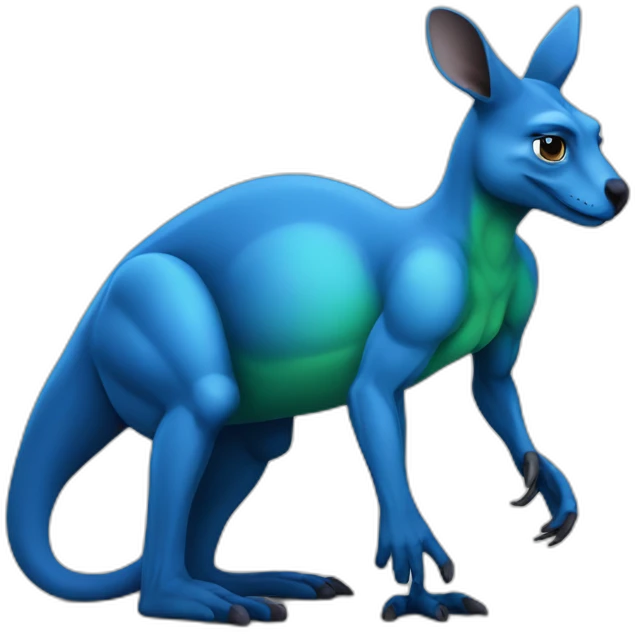 Blue coloured kangaroo with hulk like muscles emoji