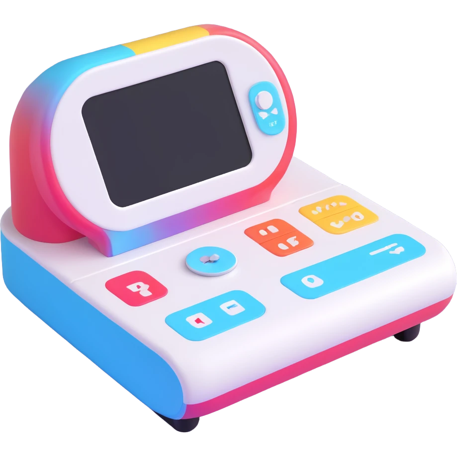 Enhance the image to look more like a 3D emoji, depicting a modern hospital device such as a heart monitor or medical scanner. Keep the design playful, rounded, and colorful with no background. emoji