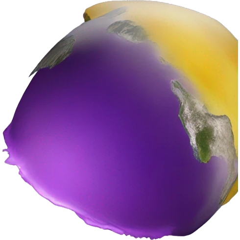 planet earth but purple and yellow, centered on reunion island emoji
