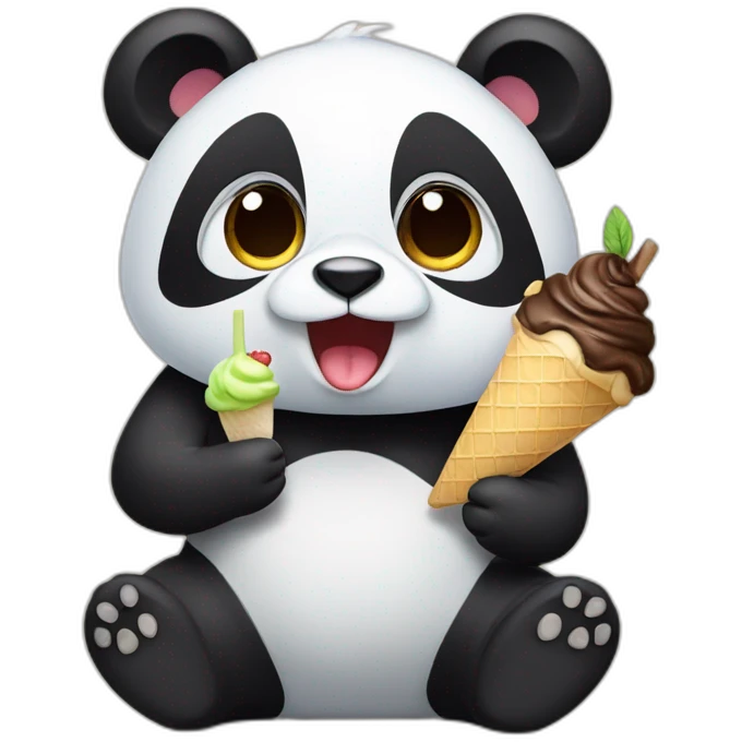 Panda eating ice cream emoji