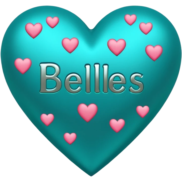 Teal heart with hearts and Belles wording emoji