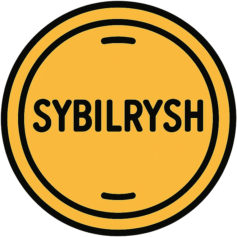 A golden circular coin with the text "SYBILRYSH" inscribed in the center. The coin has a raised rim and simple coin detailing. emoji