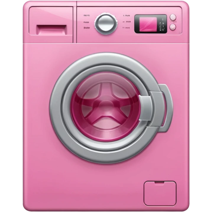 
pink washing machine mid-cycle with clothes tumbling inside emoji