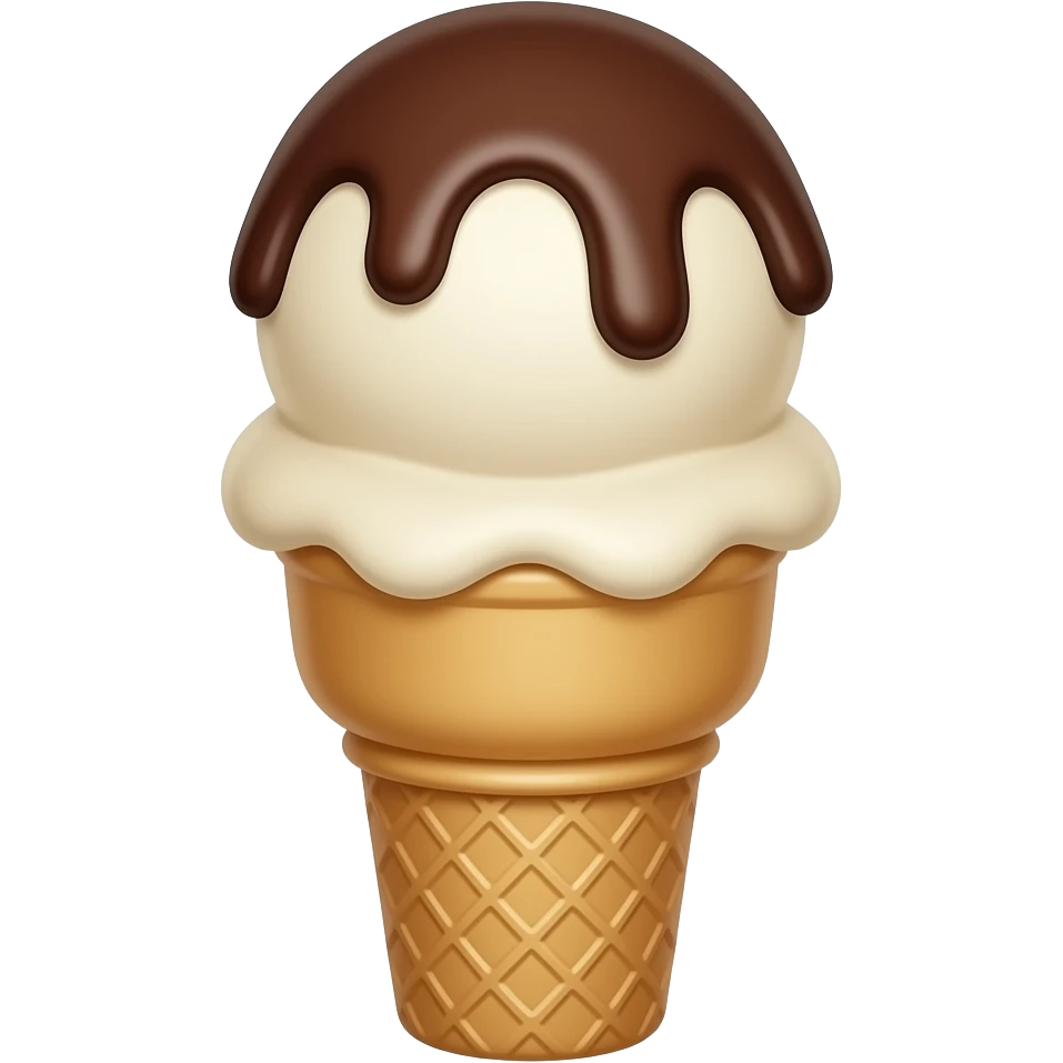 double scoop ice cream cone with chocolate dip emoji