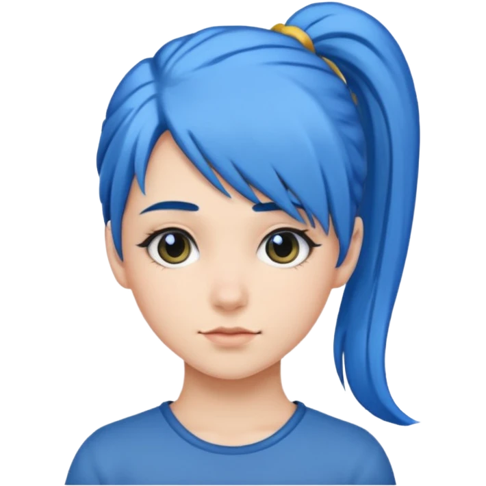 chica con pelo azul colita de costado emoji
