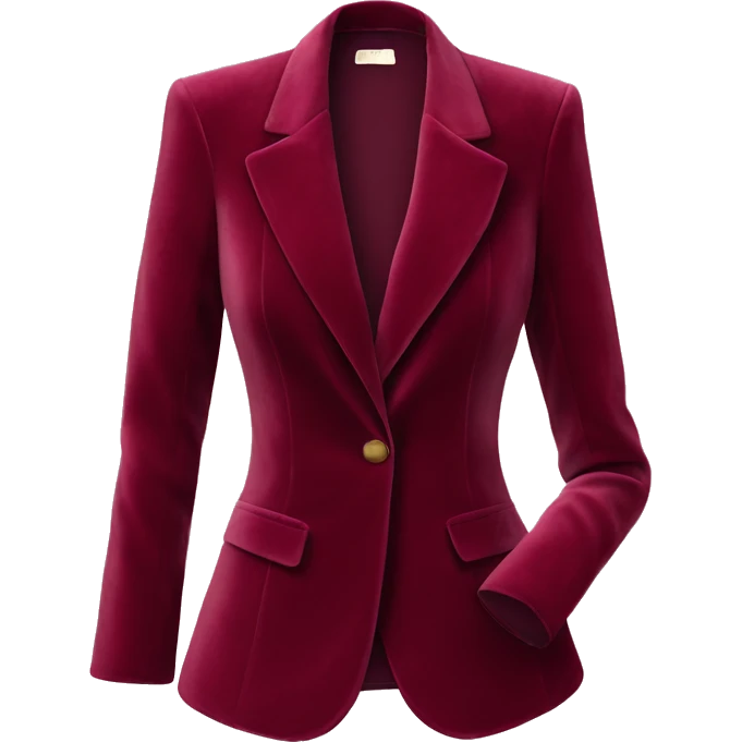 Realistic isolated open wine color velvet feminine fashion blazer jacket.  emoji