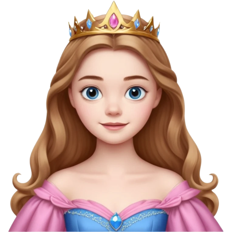 Elle fanning as princess Aurora in Maleficent but with brown hair and blue eyes emoji