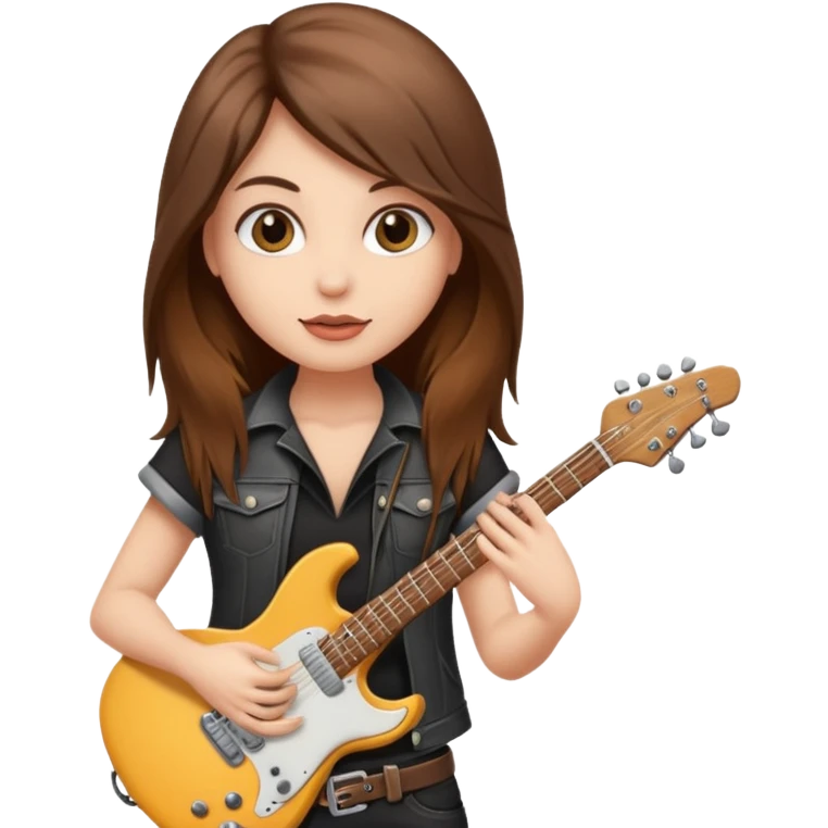 A fair skin rocker chick with long brown hair holding a large blank sign emoji