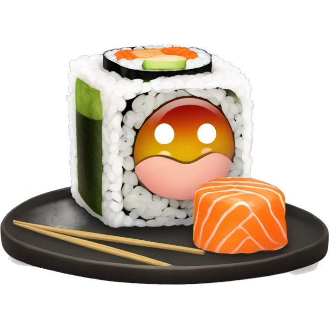 Sushiman segurando um prato de sushi emoji