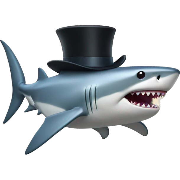 Shark with a top hat emoji